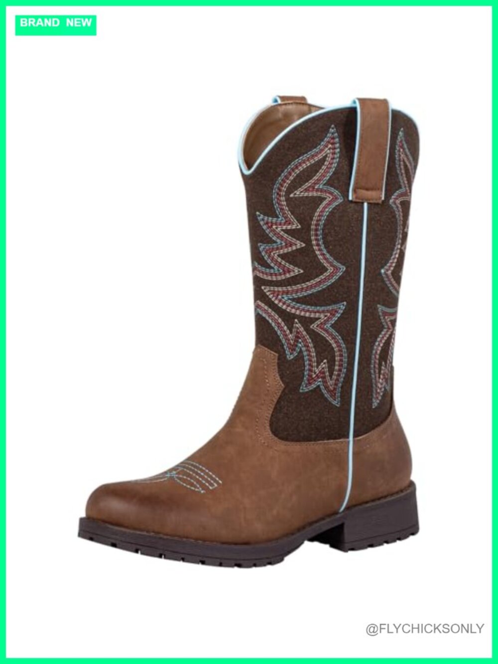 Mid Calf Cowboy Boots - Lightweight Non-Slip Round Toe Western Work Boots